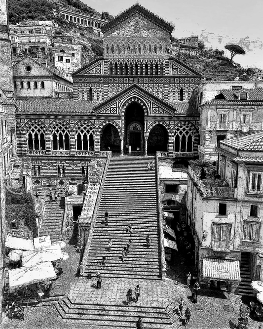Amalfi white&black city